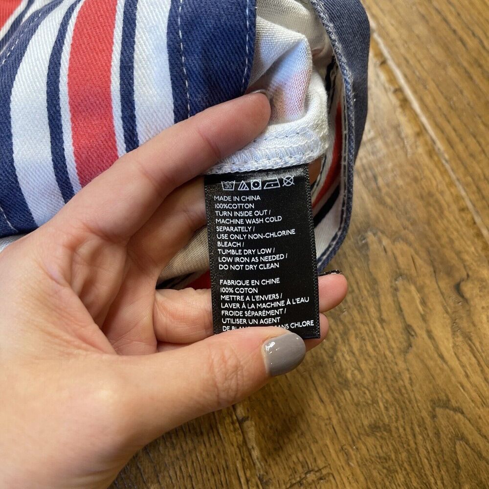 BDG Urban Outfitters Striped Denim Jacket Red White Blue Patriotic Size Small - Picture 5 of 6